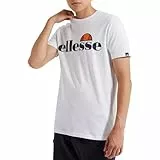 Ellesse Herren Prado T-Shirt mit großem Logo, Kurzarm, Rundhals, Regular Geschnitten, Weiß, M EU