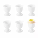 Yitobici 6er Eierbecher Porzellan Eierbecher Set,EierStänder Eierhalter,Eierhalter Stapelbar,Frühstück Gekochtes Kochwerkzeug(Weiß)