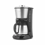 Petra Filterkaffeemaschine 1L Tropfbrühsystem Edelstahlkanne Digitalanzeige Kaffeestärkenregelung gemahlenem Kaffee Kompatibel Integrierter Timer 800W PT6162VDE
