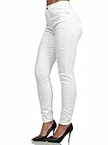 Tazzio Damen High Waist Skinny Jeans – Stretch Denim Hose im Slim Fit, Figurformende Damenjeans mit 5-Pocket Style, Weiß F107 (Größe 38)