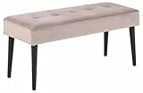 AC Design Furniture Gloria Bank, Sitzbank mit Altrosa Samtbezug und Schwarzen Metallbeine, Polsterbank im Moderner Stil, Esszimmermöbel, Flürmöbel, L: 95 x H: 45 x W: 38 cm