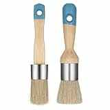 2 Stück Schablonenpinsel Kreidepinsel,Runder Wachspinsel für Möbel,Naturborsten,Schablonenpinsel Malerpinsel Set Kompatibel zum Malen Oder Wachsen,Heimdekoration DIY-Kunsthandwerk