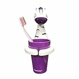 Zahnbecherhalter,Kinderzahnbürstenhalter mit Tasse,Niedliche Tier Cartoon geformte Zahnbürstenhalter Saugnapf,Reinigungsmittel für Babys und Kinder (Zebra)