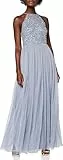 Maya Deluxe Damen Abendkleid Pailletten Cocktailkleid Tüllkleid Kleid Nackenband Elegant Für Hochzeit Brautjungfernkleid Bridesmaid Dress, Dusty Blue, 38 EU