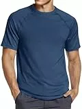 Runcati Sport T-Shirt Herren Kurzarm Rundhals Sommer Funktionsshirt Männer Schnelltrocknend Fitness Gym Sportshirt Einfarbig Leicht Freizeit Shirts Blaugrau XL