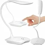 Retoo Schreibtischlampe LED mit Touch Dimmbare mit 3 Helligkeits, Schreibtischleuchte mit flexiblem Schwanenhals Büro Tischlampe, Tageslichtlampe, Nachttischlampe für Lesen, Arbeiten, Lernen, Weiß