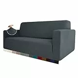 HEYOMART Stretch Sofabezug 1 Stück Sofahusse Spandex Jacquard Elastische Couchbezug mit Anti-Rutsch-Schaumstoffe (L-förmiges Ecksofa erfordert Zwei) - 3 Seater, Grau