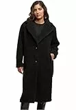 Urban Classics Damen Mantel Teddy Long Coat, langer Kuschelmantel mit weitem Kragen und Knopfverschluss, Größen XS - XL