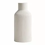 Vase für Pampasgras, 20cm Blumenvase Keramik Vasen, Vase Weiß für Schlafzimmer Deko, Blumenvase Modern, Boho Deko