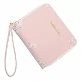 Pomelo Best Geldbörse Damen Kurzformat Blumen Prägung Portemonnaie Damen klein PU Leder mit RFID Blockierung und Münzfach Frauen (Rosa)