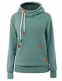 Cindeyar Damen Hoodie Winter Pullover Kapuzenpullover Langarm Baumwoll Mischung Warmer Sweatshirt Kapuzenjacke(107-Minzgrün,XL)