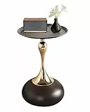 Ginhow Couchtisch Schwarz Gold, Kleiner Runder Couchtisch Vintage, Metall Beistelltisch Rund Gold, Kreativer Nachttisch Kaffeetisch für Wohnzimmer Schlafzimmer Balkon, Ø40CM, 1 Stück
