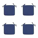 4er Set Sitzkissen 40 x 40 cm Stuhlkissen mit Bändern, Sitzpolster für Stuhl Weiches Stuhlauflage Sitzauflage Dekokissen für Innen- & Außenbereich (Marine)