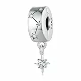 Stopper Clip Bead für Pandora Armbänder,925 Sterlingsilber Sternschnuppe Verschluss Spacer Stopper Bead Charm mit Schmuckkästchen