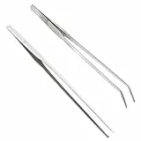 2 Stück Pinzette Edelstahl Pinzette Extra Lange Gerade Pinzette 27cm mit präzisionsgezahnter Spitze für Aquascaping, Gartenarbeiten, Kochen, Industriearbeit, Laboreinsatz