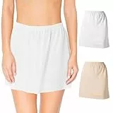 AIDUCHO 2 Stück Unterrock Damen Kurz, Weich Modal Petticoat Unterrock, Knielänge Halbrock Unterröcke, Elegantes Unsichtbar Underskirt für Rocke Halbe Slips et Satinkleid, M