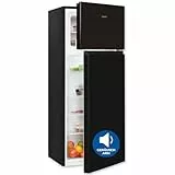 Exquisit Kühl-Gefrier-Kombination, 143 cm Höhe, Kühlschrank mit Gefrierfach, 206 Liter, 4-Sterne-Gefrierfach, Türanschlag wechselbar, Temperaturregelung, KGC5270-45-010E schwarz