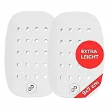 JDP Schienbeinschoner Light, extrem leichte/kaum spürbare Mini Schienbeinschoner Fußball Universalgröße 9x6 cm, Schienbeinschoner Fußball Herren, kleine Schienbeinschoner Kinder Fussball weiß