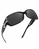 LVIOE Sonnenbrille Damen Polarisiert Vintage Groß Wraparound-Design Blendschutz mit UV400 Schutz