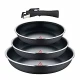 BERGNER- Set 4 (18+20+24CM) Stück Alu-Presspfannen mit abnehmbarem Griff und Wärmepunkt ILAG Essential Anthrazit Induktionsgeeignet