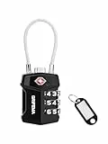 GRIFEMA TSA-zertifiziertes 3-stelliges Zahlenschloss, Flexibles Stahlkabel für Koffer, Reisegepäck und Rucksäcke (1er Pack, GA1006)