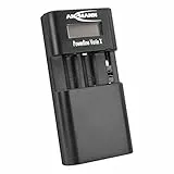 ANSMANN Powerline Vario X Akku-Ladegerät, Passend für Kamera-Akkupacks aus Li-Ion, LiPo, NiMH oder je 2X Mignon AA oder 2X Micro AAA Akkus Verstellbare Höhe des Ladeschachtes
