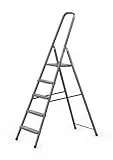 DRABEST - Stehleiter - mit 5 Stufen - bis 125 kg belastbar - 1,73 m lang - Arbeitshöhe 3 m - Trittleiter, Bockleiter aus Stahl pulverbeschichtet - für Haushalt, Malerarbeiten - Grau