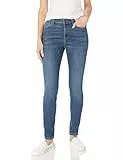 Amazon Essentials Damen Elastische Skinny-Jeans Mittelhoher Bund - Auslaufmodell, Mittlere Waschung, 44 Kurz