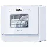 AIRMSEN Tischgeschirrspüler Mini Geschirrspüler mit Weichwasseranlage, 7+2 Programmen & 5L Wassertank, Kompakte Spülmaschine mit/ohne Wasseranschluss, Ideal für Wohnungen Wohnmobil Weiß