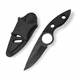 Omesio Gürtelmesser Outdoor Kleines Jagdmesser mit Kunststoffscheide, Mini EDC Campingmesser, Full Schwaz