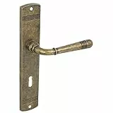 domino Türgriff 72 Drückergarnitur BB-Buntbart Set Langschildgarnitur Türklinke für Zimmertür, Bürotür, Kellertür & Innentür L-Form Türdrücker-Set aus Znal Bronze Antik LOFT M75