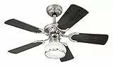 Westinghouse Lighting Deckenventilator Princess Radiance 7241540 90 cm Durchmesser, Ausführung in Dunklem Zinn/Chrom mit Wendeflügeln in Wengue/Weiß, Dark Pewter/Chrome