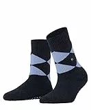 Burlington Stoppersocken Cosy Argyle W Hp Wolle rutschhemmende Noppen 1 Paar, Blau Midnight 6414, 36-41