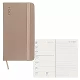 Idena 11073 - Terminkalender 2024, 80 x 150 mm, slim braun, 192 Seiten, 1 Woche auf 1 Seite, Agenda, Wochenplaner, Soft Touch Einband