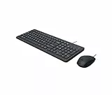 HP 150 Kabelgebundene Maus & Tastatur Set – USB Plug & Play, QWERTY Englisches Layout, Ergonomische Chiclet-Tastatur, Optische Maus 1600 DPI, Leise Tasten, Multimedia-Funktionen – Schwarz