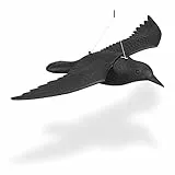 Relaxdays Taubenschreck Krähe, Dekofigur als Vogelscheuche, 1 Stück, Schwarz