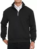 APTRO Herren Sweatshirt ohne Kapuze Pullover mit Halb-Reißverschluss & Seitentaschen Atmungsactive Sportliche Basic Langarmshirts Schwarz XL