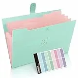 KONVINIT Fächermappe a4,Dokumentenmappe erweiterbar Ordnungsmappe mit 5 Tasche Große Kapazität Aktenordner mit Druckknopf,Datei Organizer,Mappen Ordnersystem,grün
