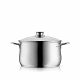 WMF Diadem Plus Kochtopf Induktion 20 cm – 3,7 l großer Fleischtopf aus Cromargan Edelstahl mit Glasdeckel, hohem Rand, spülmaschinenfest, langlebig und unbeschichtet für gesunde, leckere Mahlzeiten