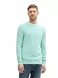 TOM TAILOR Herren Basic Strickpullover aus Baumwolle, 22232 - Soft Mint Green Melange, M