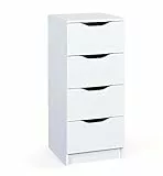 Inter Link – Kommode – 4 Schubladen – Schubladenschrank – Beistellschrank – Sideboard – Melaminbeschichtet – Weiß – Schubladen mit Griffmulden – Westphalen 4