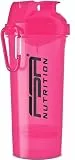 FSA Nutrition Protein Shaker mit Pulverfach 600 + 150 ml - Sieb & Skala für cremige, klumpenfreie Shakes - Eiweiß Shaker - auslaufsicher - BPA frei - Pink