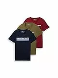 TOM TAILOR Denim Herren Triplepack T-Shirt mit Print, Dry Greyish Olive, L