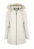 MADSea Damen Steppmantel 6119* warmgefüttert abnehmbare flauschige Kapuze, Beige, 40