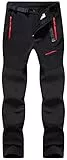 DAFENP Herren Wanderhose Skihose Wasserdicht Softshellhose Winddicht Winter Outdoorhose Snowboardhose Warm Gefüttert Trekkinghose KZ41065M-Black-L