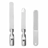 Edelstahl-Nagelfeilen, 3-teiliges professionelles Nagelfeilen-Set, wiederverwendbar, doppelseitige Körnungen, Nagelfeile mit rutschfestem Griff, professionelle Nagelfeilen-Werkzeuge
