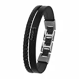 JOOP! Armband Edelstahl Leder Herren Armschmuck, 18,5+1,5+1,5 cm, Grau, Kommt in Schmuck Geschenk Box, 2039000