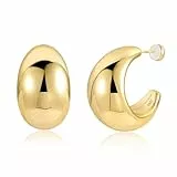 KISSPAT Klobige Gold Creolen Ohrringe für Damen, hypoallergene 14-karätige Gold extra große Dicke Ohrstecker Offene Creolen Ohrringe für Frauen und Mädchen Hochzeit Party