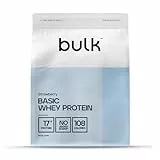 Bulk Basic Whey Protein Pulver | Erdbeere | 2,5kg | 82 Portionen | Bis zu 18g Eiweiß Portion | Zuckerarm | Schnell verdauliche Formel | Fitnessstudio Supplement Unterstützt Muskelaufbau Regeneration