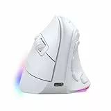 Mars Gaming MM-SK, Kabellose Vertikale Gaming-Maus, Ergonomisches, RGB Chroma-Beleuchtung, Pixart 8400DPI Optischer Sensor, Huano Mechanische Switches, 9 Programmierbare Tasten, Maus Tri-Mode, Weiß